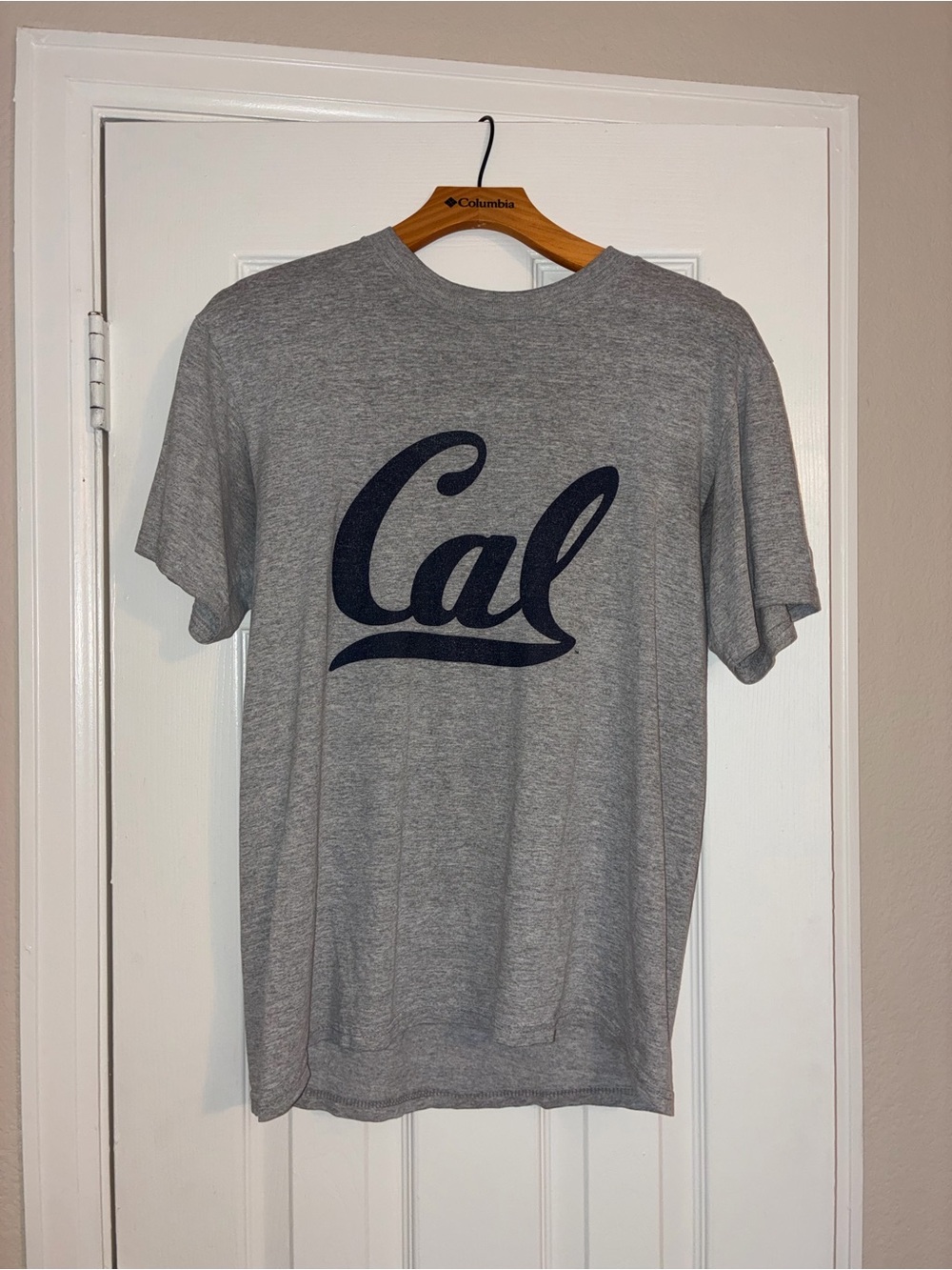 Champion Gray T-Shirt with Navy 'Cal' Script Logo